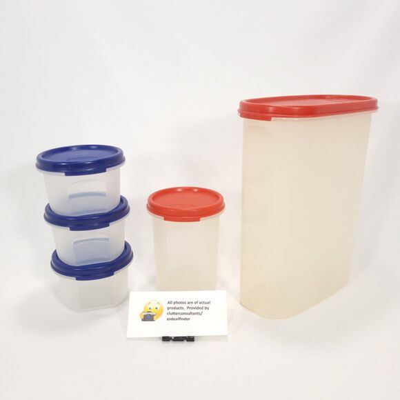 Tupperware Modular Mates Bundle w/ Lids #1614 #1606 #1605 Blue Red Plastic - Picture 2 of 10